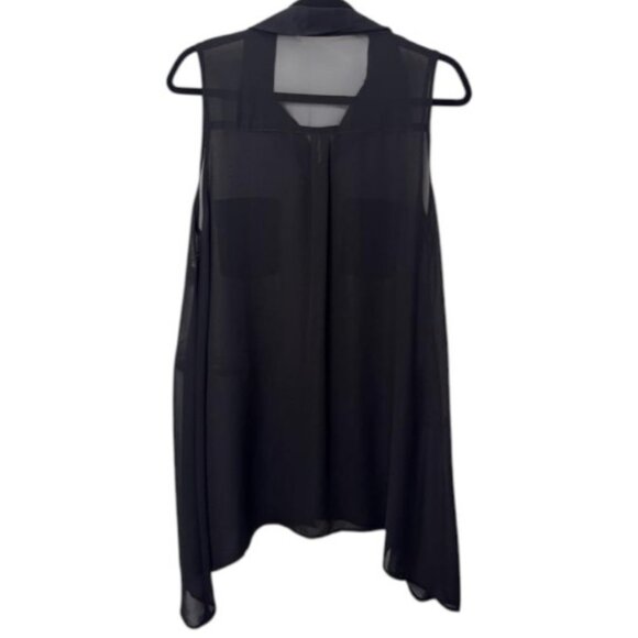 BCBGMaxAzria black sleeveless sheer button-down tunic top size M - Picture 5 of 5